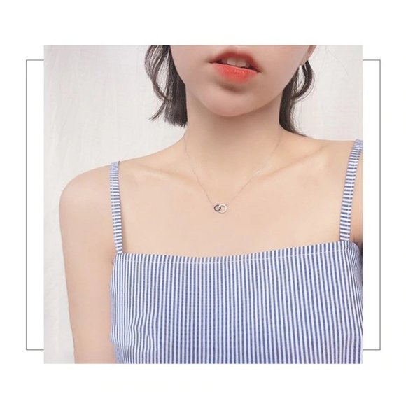 NEW 925 Sterling Silver Diamond Circle Necklace B - Picture 6 of 13